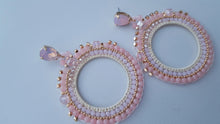 Load image into Gallery viewer, Adorne - Jewel Top Ring Drop event earrings - pastel Pink/Gold