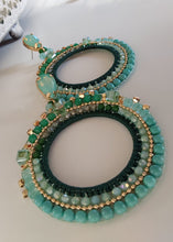 Load image into Gallery viewer, Jewel Top Ring Drop event earrings - Green/Gold