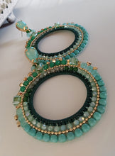 Load image into Gallery viewer, Jewel Top Ring Drop event earrings - Green/Gold