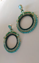Load image into Gallery viewer, Jewel Top Ring Drop event earrings - Green/Gold