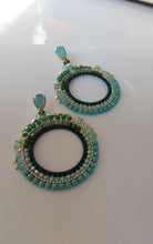 Load image into Gallery viewer, Jewel Top Ring Drop event earrings - Green/Gold