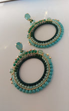 Load image into Gallery viewer, Jewel Top Ring Drop event earrings - Green/Gold