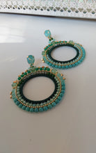 Load image into Gallery viewer, Jewel Top Ring Drop event earrings - Green/Gold