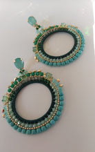 Load image into Gallery viewer, Jewel Top Ring Drop event earrings - Green/Gold