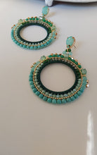 Load image into Gallery viewer, Jewel Top Ring Drop event earrings - Green/Gold