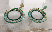 Load image into Gallery viewer, Jewel Top Ring Drop event earrings - Green/Gold