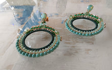 Load image into Gallery viewer, Jewel Top Ring Drop event earrings - Green/Gold