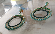 Load image into Gallery viewer, Jewel Top Ring Drop event earrings - Green/Gold