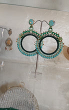 Load image into Gallery viewer, Jewel Top Ring Drop event earrings - Green/Gold