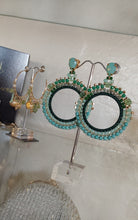 Load image into Gallery viewer, Jewel Top Ring Drop event earrings - Green/Gold