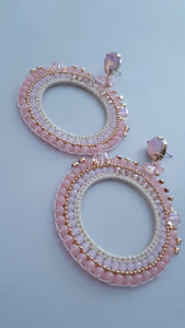 Adorne - Jewel Top Ring Drop event earrings - pastel Pink/Gold