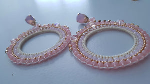 Adorne - Jewel Top Ring Drop event earrings - pastel Pink/Gold