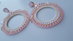 Adorne - Jewel Top Ring Drop event earrings - pastel Pink/Gold