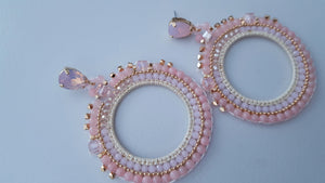 Adorne - Jewel Top Ring Drop event earrings - pastel Pink/Gold