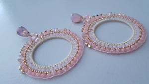 Adorne - Jewel Top Ring Drop event earrings - pastel Pink/Gold