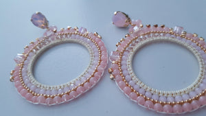 Adorne - Jewel Top Ring Drop event earrings - pastel Pink/Gold