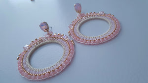 Adorne - Jewel Top Ring Drop event earrings - pastel Pink/Gold