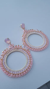 Adorne - Jewel Top Ring Drop event earrings - pastel Pink/Gold