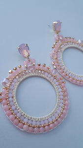 Adorne - Jewel Top Ring Drop event earrings - pastel Pink/Gold