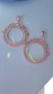 Adorne - Jewel Top Ring Drop event earrings - pastel Pink/Gold