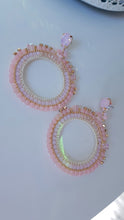 Load image into Gallery viewer, Adorne - Jewel Top Ring Drop event earrings - pastel Pink/Gold
