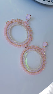 Adorne - Jewel Top Ring Drop event earrings - pastel Pink/Gold