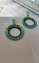 Load image into Gallery viewer, Jewel Top Ring Drop event earrings - Green/Gold
