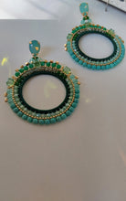 Load image into Gallery viewer, Jewel Top Ring Drop event earrings - Green/Gold
