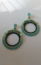 Load image into Gallery viewer, Jewel Top Ring Drop event earrings - Green/Gold
