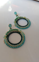 Load image into Gallery viewer, Jewel Top Ring Drop event earrings - Green/Gold
