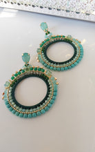 Load image into Gallery viewer, Jewel Top Ring Drop event earrings - Green/Gold
