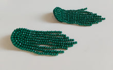 Load image into Gallery viewer, Adorne - Beaded Tassel cocktail Earrings - Emeral Green
