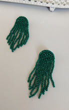 Load image into Gallery viewer, Adorne - Beaded Tassel cocktail Earrings - Emeral Green
