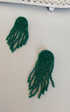 Load image into Gallery viewer, Adorne - Beaded Tassel cocktail Earrings - Emeral Green
