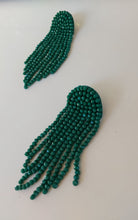 Load image into Gallery viewer, Adorne - Beaded Tassel cocktail Earrings - Emeral Green
