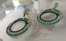 Load image into Gallery viewer, Jewel Top Ring Drop event earrings - Green/Gold
