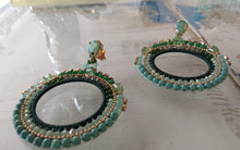 Load image into Gallery viewer, Jewel Top Ring Drop event earrings - Green/Gold
