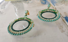 Load image into Gallery viewer, Jewel Top Ring Drop event earrings - Green/Gold
