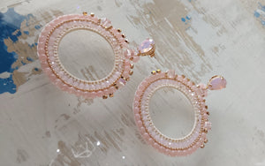 Adorne - Jewel Top Ring Drop event earrings - pastel Pink/Gold