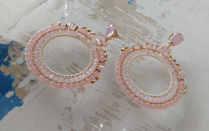 Adorne - Jewel Top Ring Drop event earrings - pastel Pink/Gold