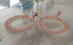 Adorne - Jewel Top Ring Drop event earrings - pastel Pink/Gold