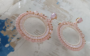 Adorne - Jewel Top Ring Drop event earrings - pastel Pink/Gold