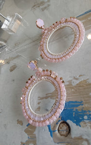 Adorne - Jewel Top Ring Drop event earrings - pastel Pink/Gold