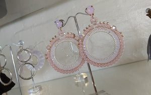 Adorne - Jewel Top Ring Drop event earrings - pastel Pink/Gold