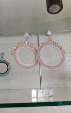 Load image into Gallery viewer, Adorne - Jewel Top Ring Drop event earrings - pastel Pink/Gold
