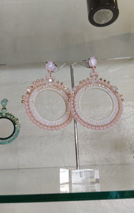 Adorne - Jewel Top Ring Drop event earrings - pastel Pink/Gold