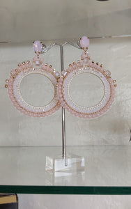 Adorne - Jewel Top Ring Drop event earrings - pastel Pink/Gold