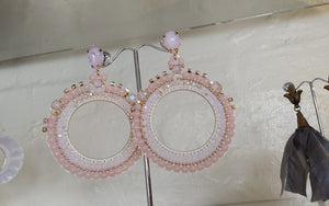 Adorne - Jewel Top Ring Drop event earrings - pastel Pink/Gold