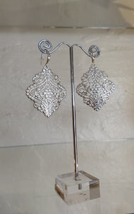 Adorne - Celtic Pattern hook Earrings - Silver