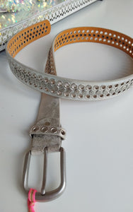 Italian Star - Valili Leather Belt - Silver